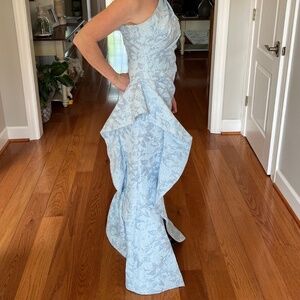 Teri Jon by Ricki Freeman One-Shoulder Side Ruffle Gown in Size 2